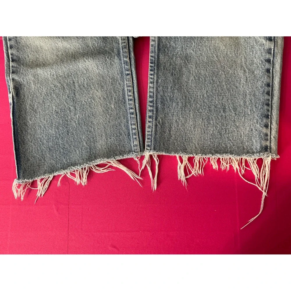 Levi's Mens 501 Light Wash Frayed‎ Hem Jeans Sz 33x34 Weathered Classic Western
